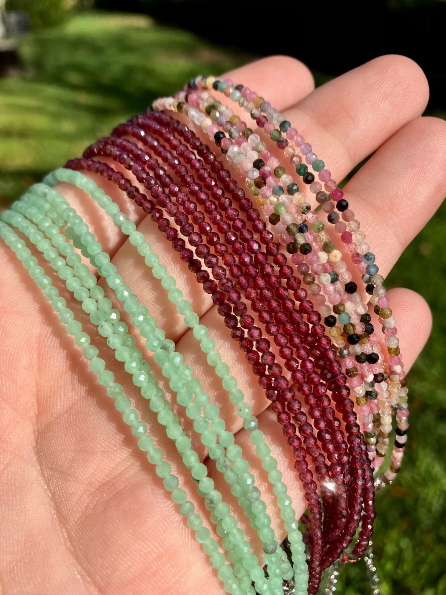 Anklets 2mm, Faceted Crystal Beads