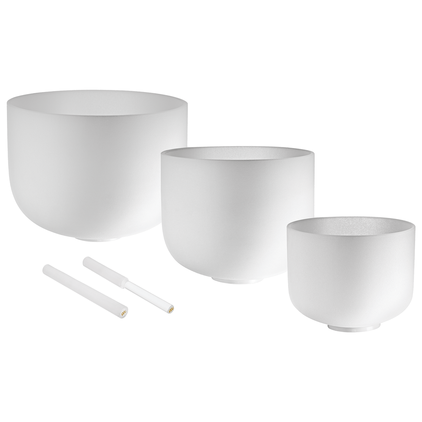 432 Hz Crystal Singing Bowls 8” F4, 10” D4, 12” C4 - Pure Harmony Set – 432 Hz White-Frosted Crystal Singing Bowl Set