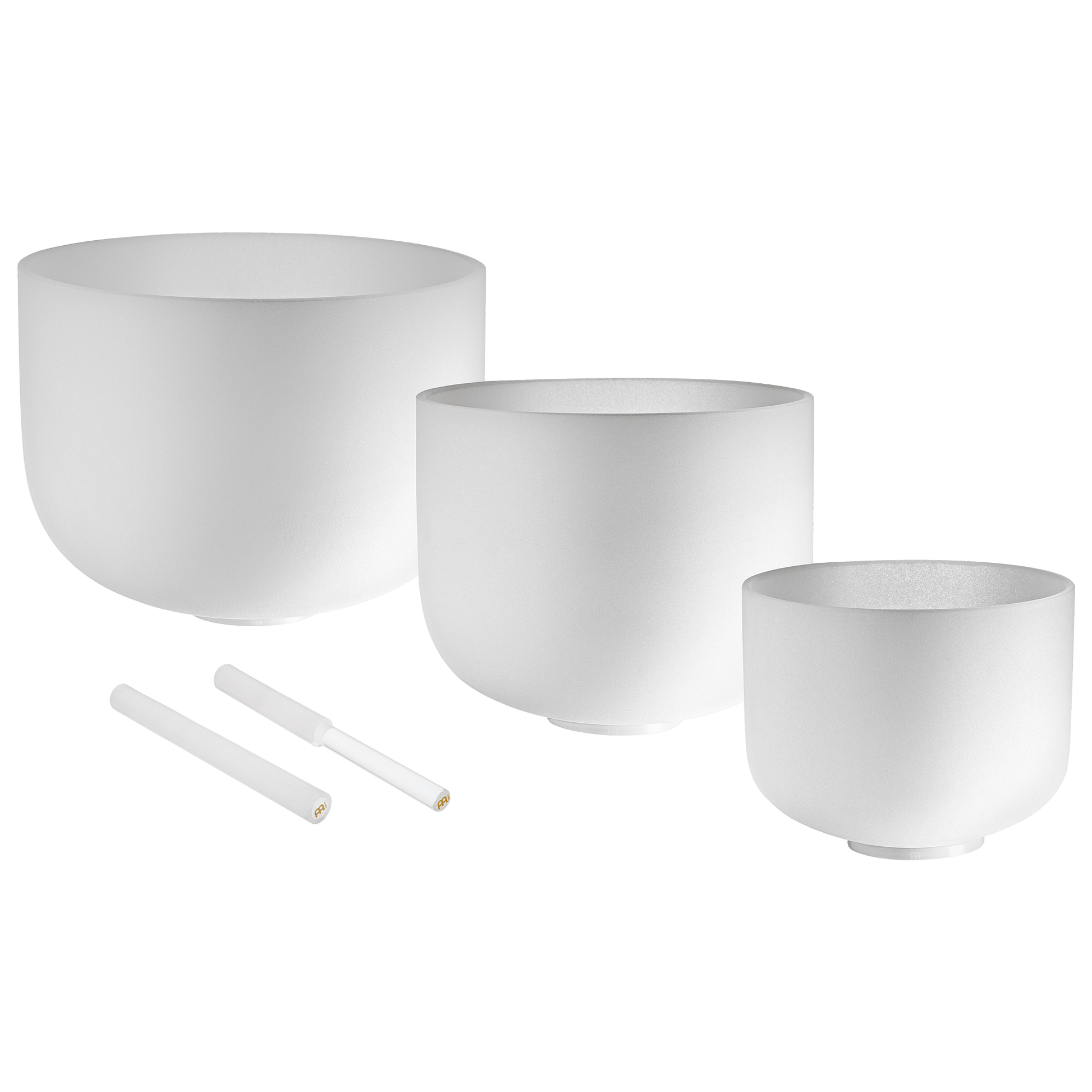 432 Hz Crystal Singing Bowls 8” F4, 10” D4, 12” C4 - Pure Harmony Set – 432 Hz White-Frosted Crystal Singing Bowl Set