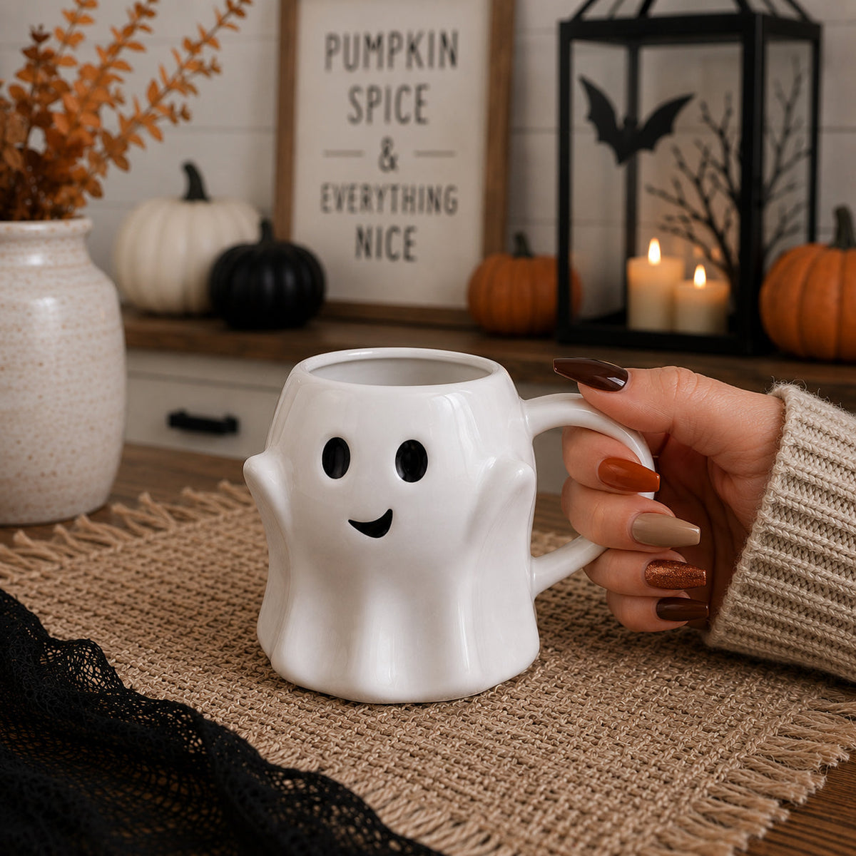 Ghost Coffee Mug, 14.8 oz | Cute Halloween Cup