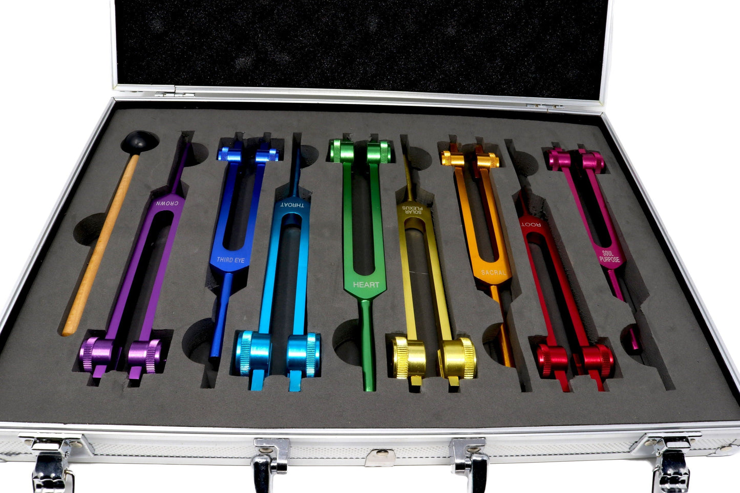 Rainbow Colored Metal Tuning Forks – Set of 8 | Chakra Sound Therapy