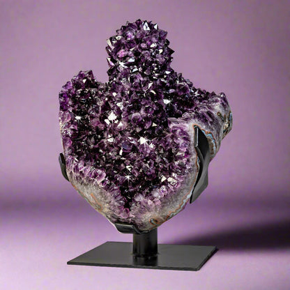 Amethyst Crystal Stalactite Specimen on Custom Fitted Stand –