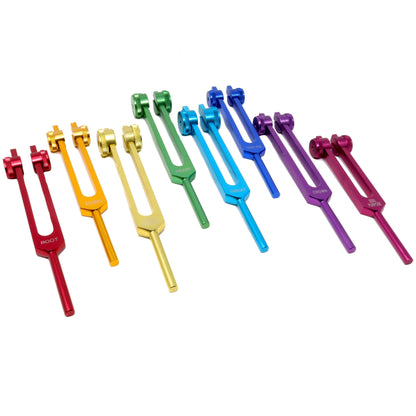 Rainbow Colored Metal Tuning Forks – Set of 8 | Chakra Sound Therapy