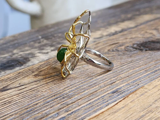 AA Spider Jade Ring, Set in Sterling Silver –