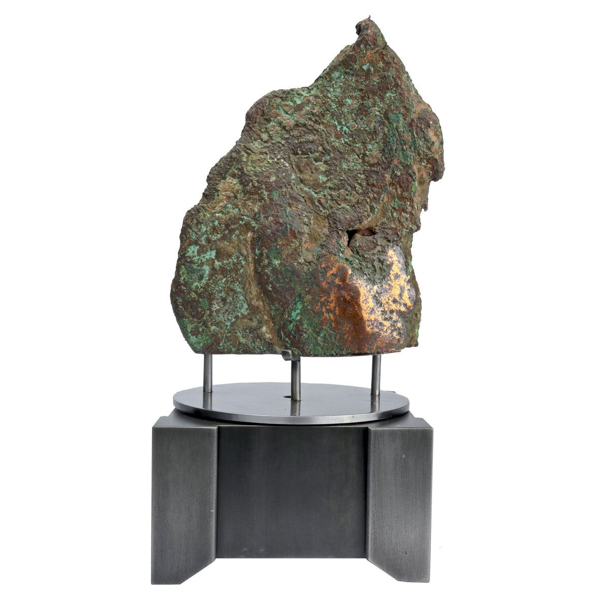 Michigan Copper Float Fold Specimen with Cut Base & Rotating Stand