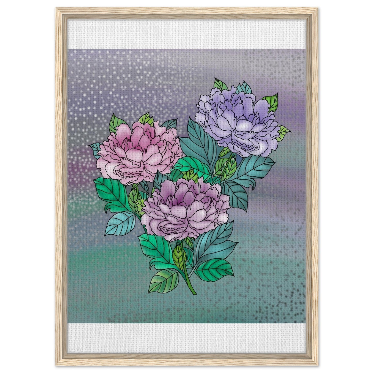 Sparkling Floral Framed Canvas – Muted Elegance for Your Space – Wood frame 50x70 cm 20x28″ Canvas Fabric