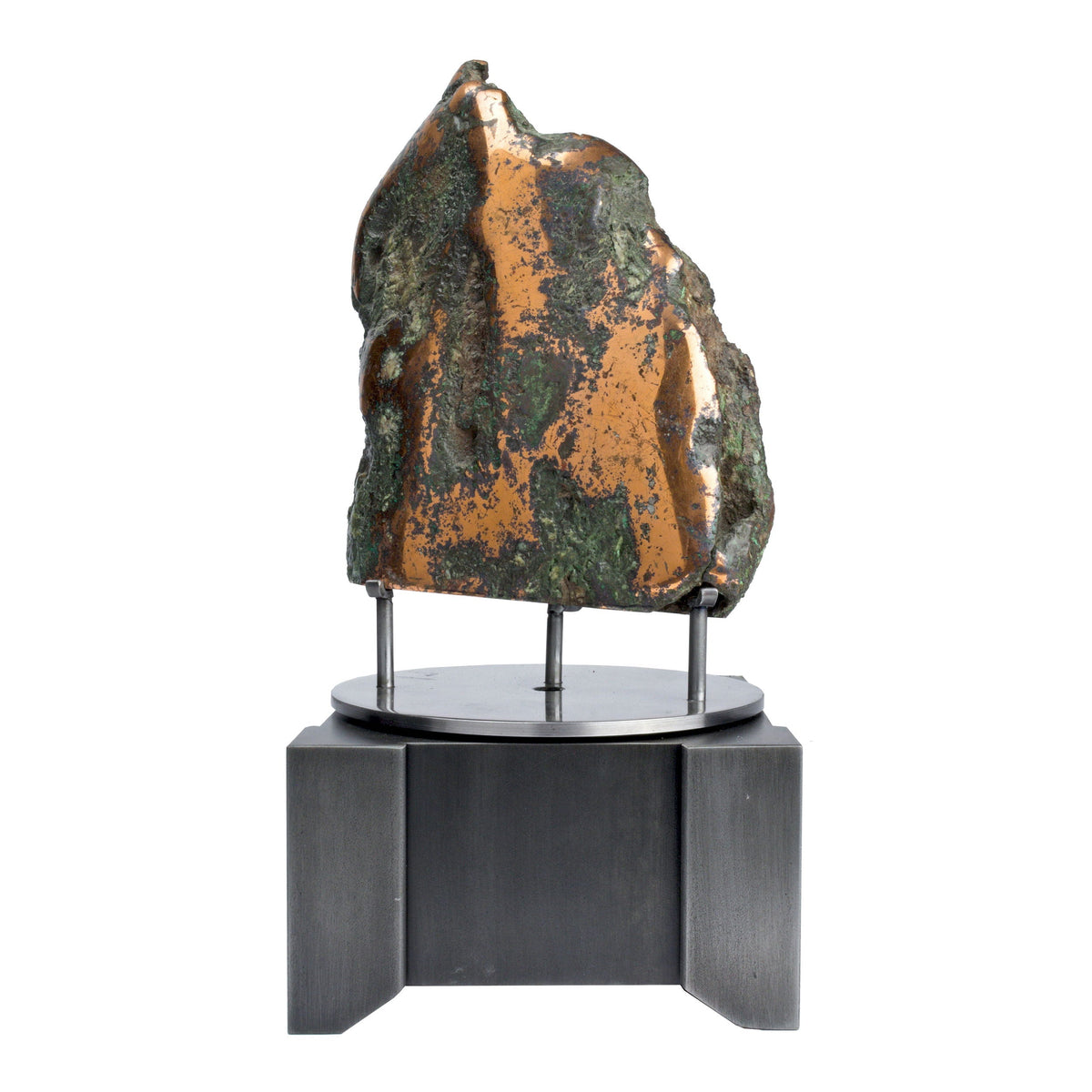 Michigan Copper Float Fold Specimen with Cut Base & Rotating Stand