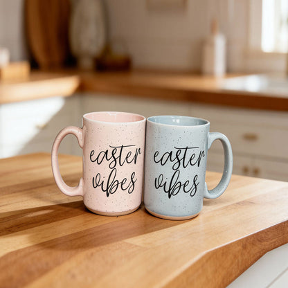 Easter Vibes Speckled Ceramic Mug - 16oz Pink or Blue – Mugs - Seasonal