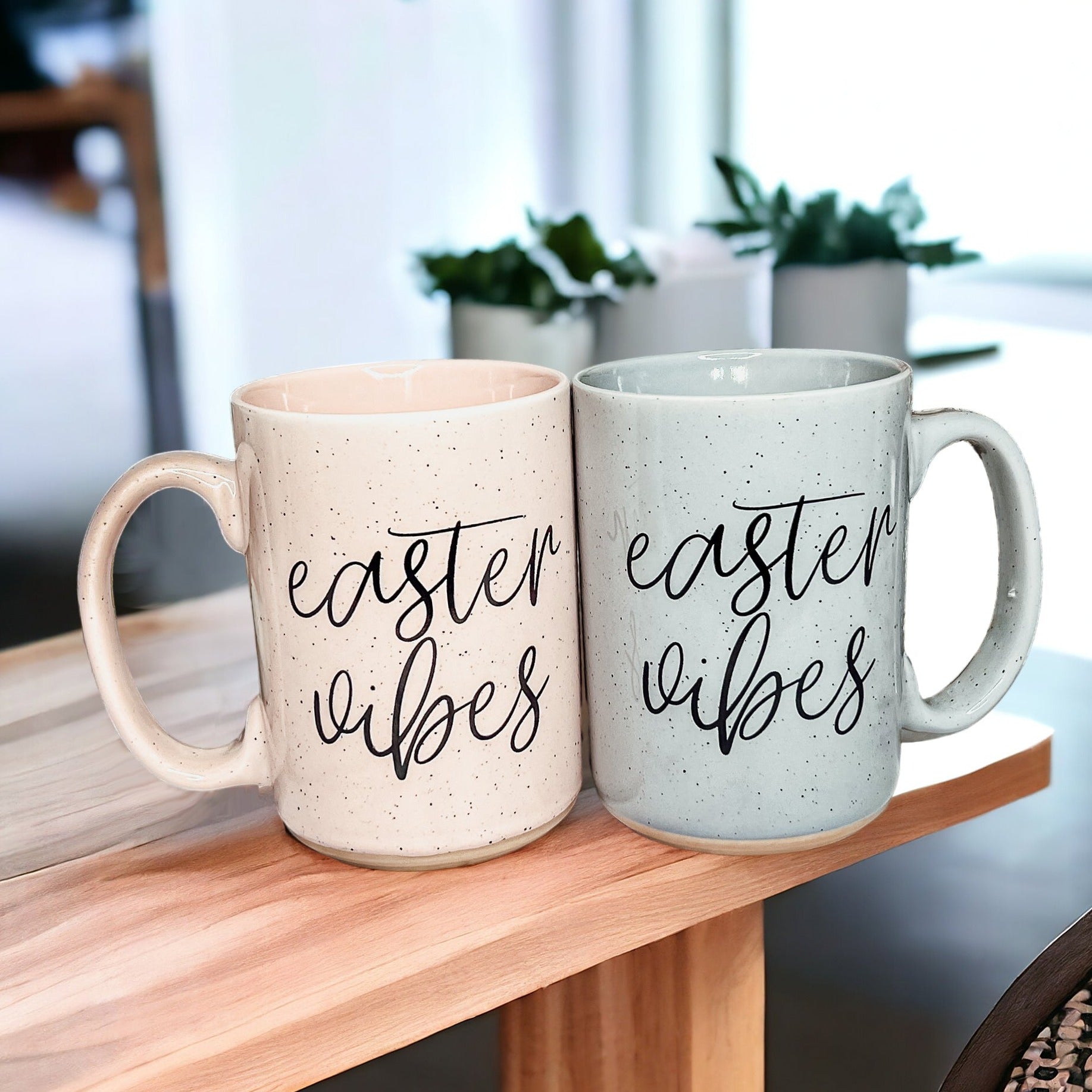 Easter Vibes Speckled Ceramic Mug - 16oz Pink or Blue – Mugs - Seasonal