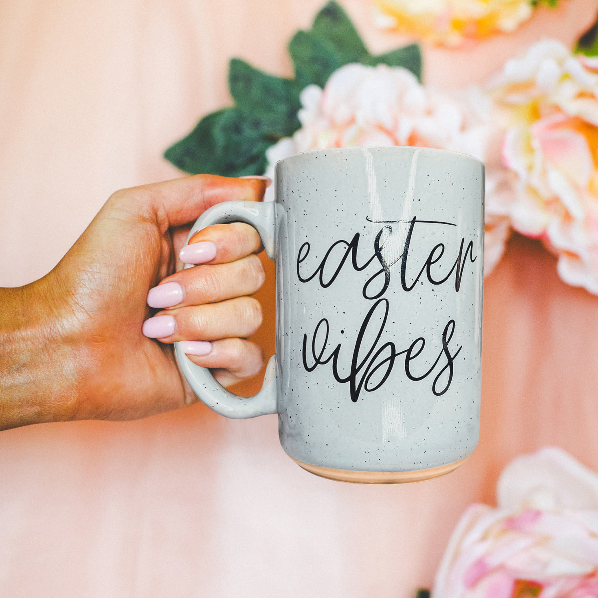 Easter Vibes Speckled Ceramic Mug - 16oz Pink or Blue – Mugs - Seasonal