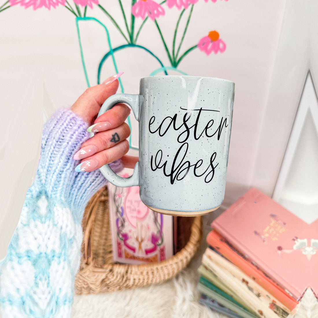 Easter Vibes Speckled Ceramic Mug - 16oz Pink or Blue – Mugs - Seasonal
