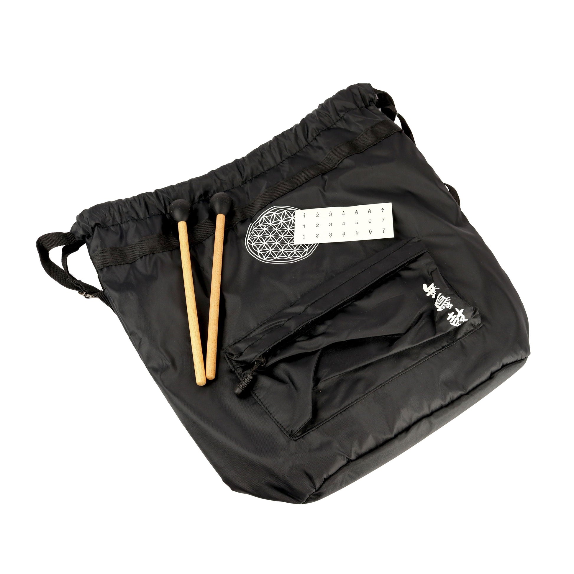 30cm Pentatonic Steel Tongue Drum – White Flower of Life Design with Travel Bag –