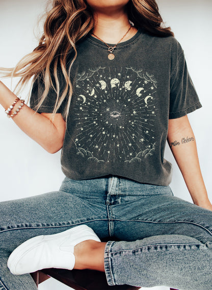 Moon Phases and Stars - Comfort Colors Tshirt – T-Shirt