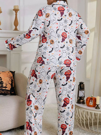 Halloween Ghost & Pumpkin Print Two-Piece Lounge Set