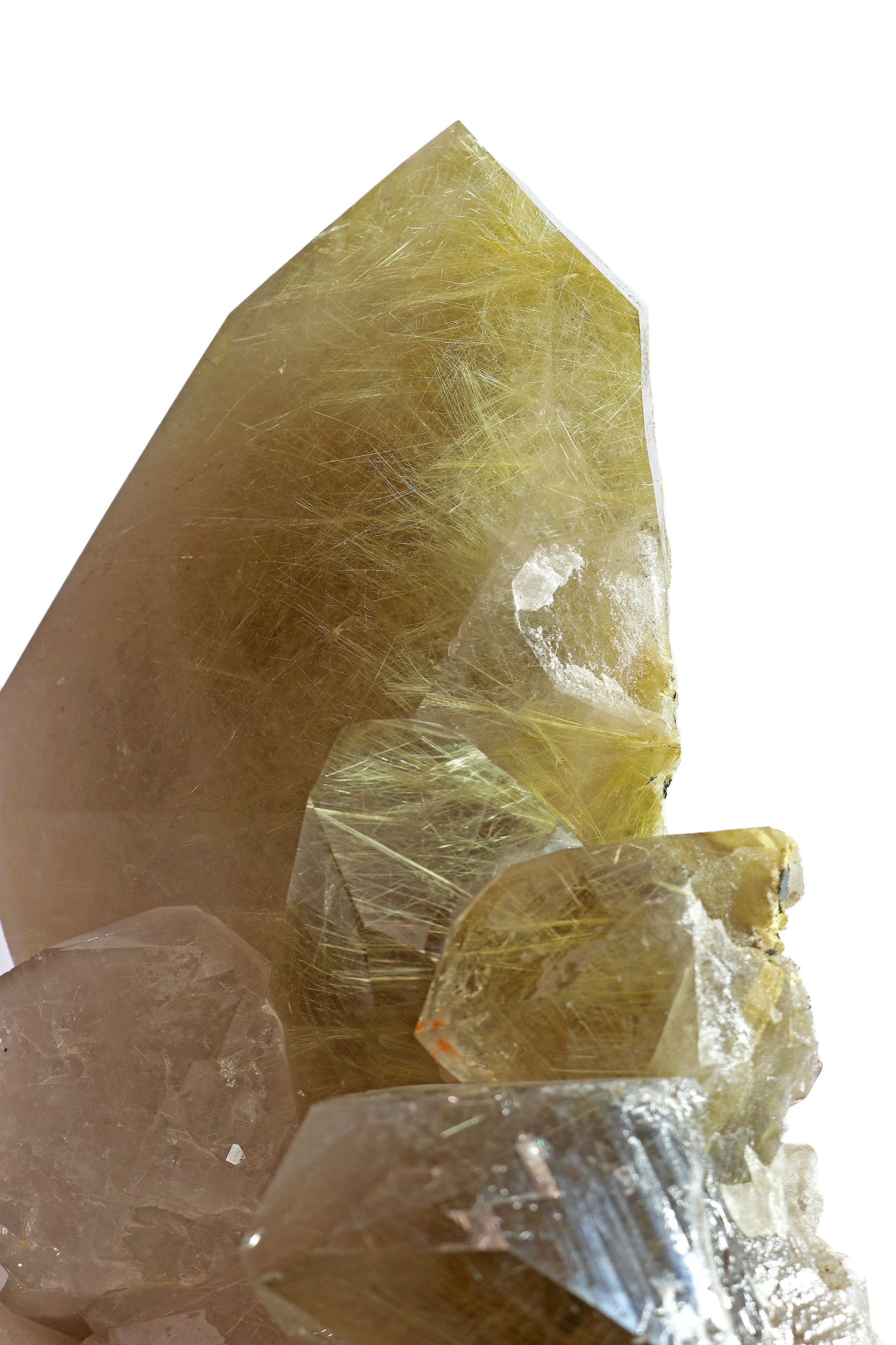 Rutile Quartz Cluster on Rotating Stand - Natural Crystal Decor – Crystal Decor