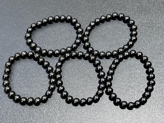 Black Shungite Bead Stretch Bracelet (8mm Beads) Gemstone Jewelry Supply