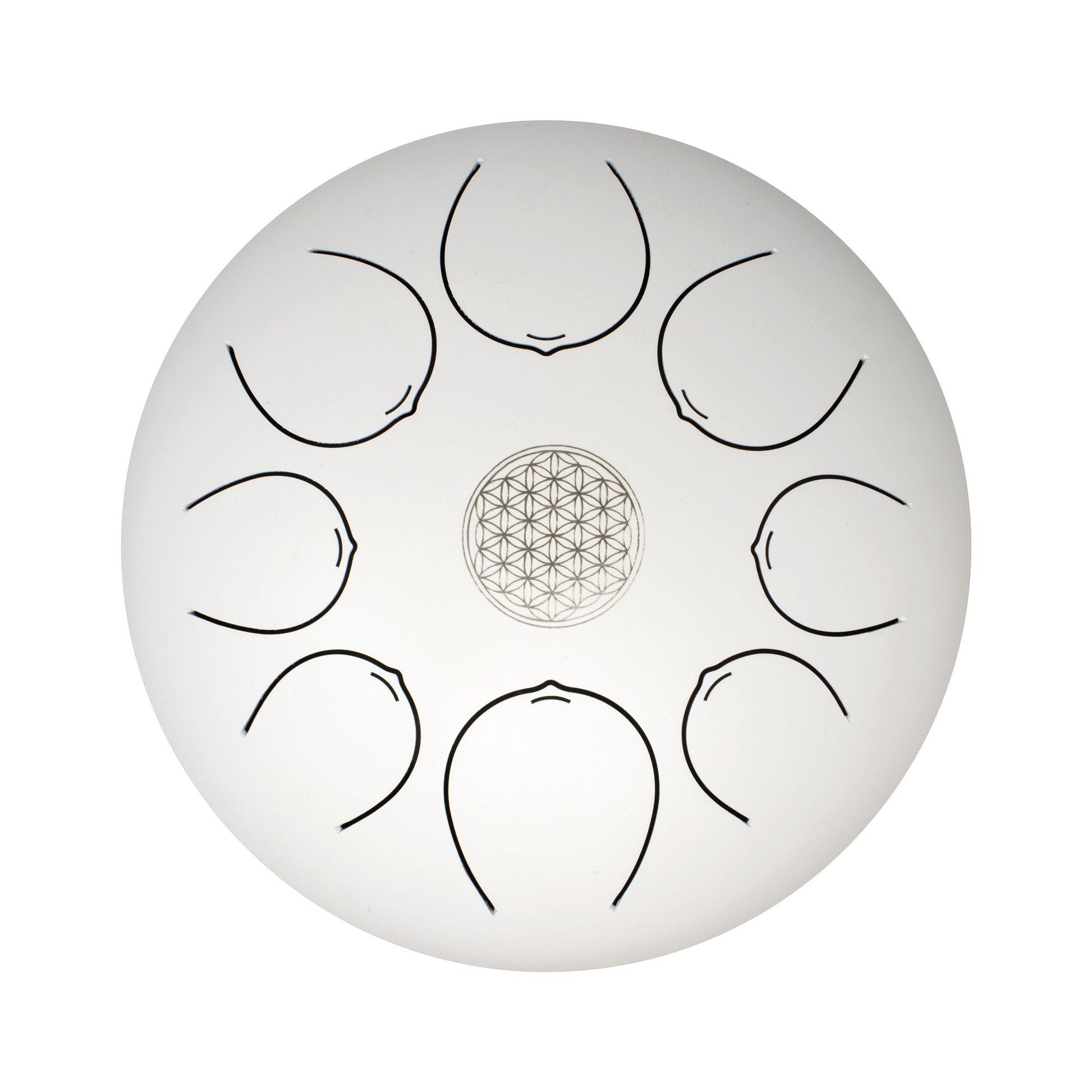 30cm Pentatonic Steel Tongue Drum – White Flower of Life Design with Travel Bag –