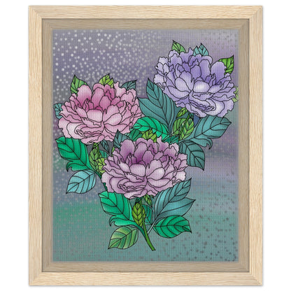 Sparkling Floral Framed Canvas – Muted Elegance for Your Space – Wood frame 20x25 cm 8x10″ Canvas Fabric