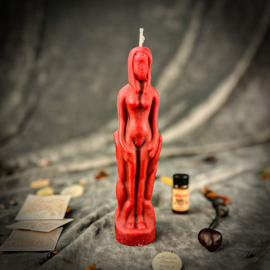 Female Figural Candle Spell Kit - Sympathetic Magic & Personal Power – Red (Passion) Candle Spell Kit