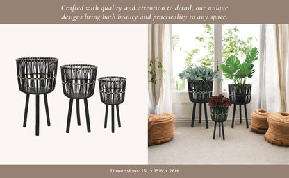 Bamboo Tripod Base Planters –