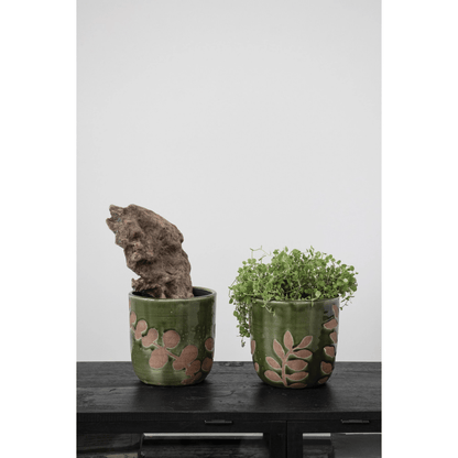 Terracotta Planter with Green Foliage Print – 2 Styles