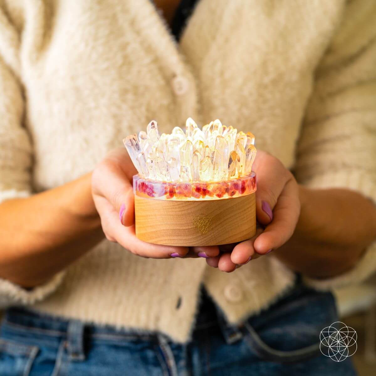 Quartz & Tourmaline Lamp of Blooming Tranquility