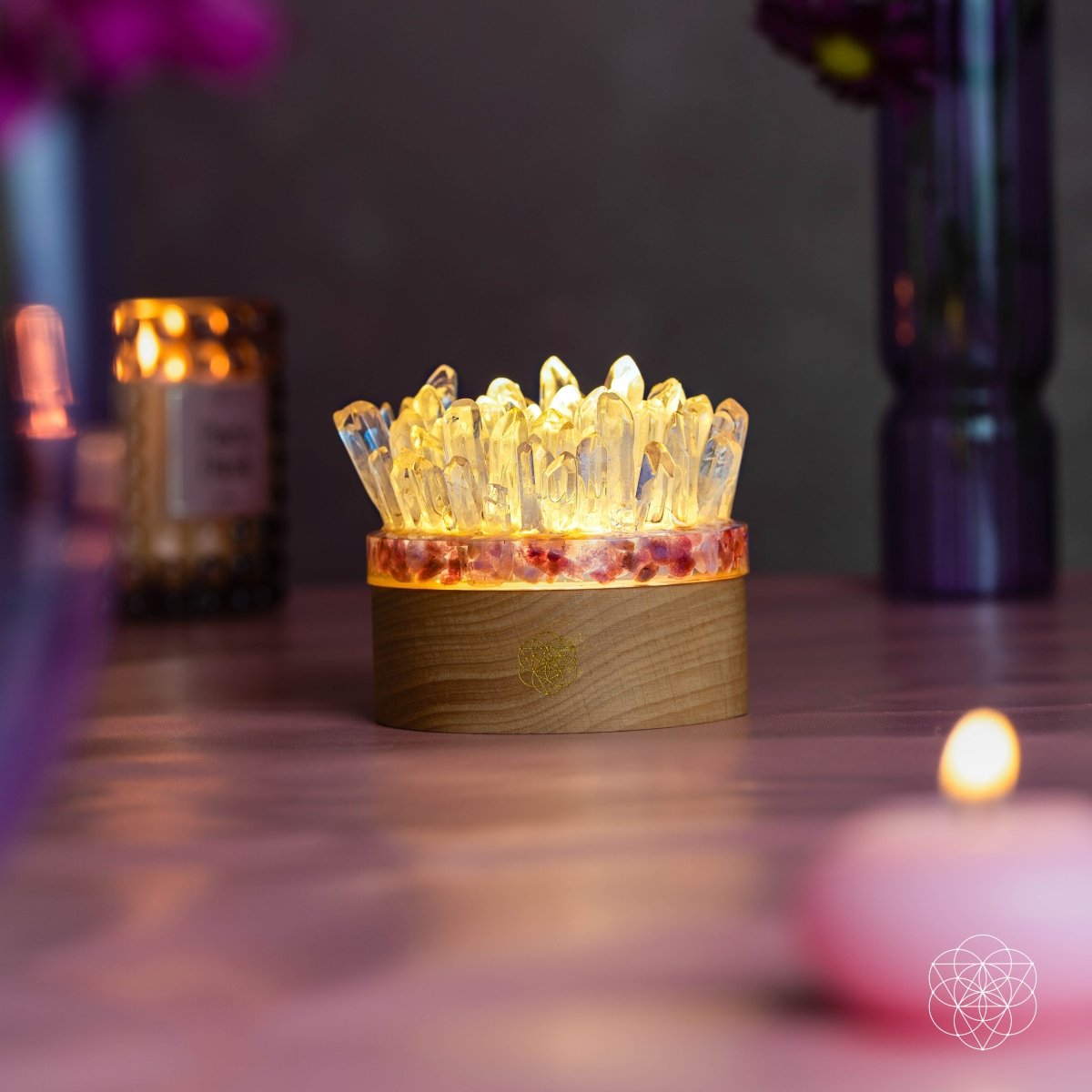 Quartz & Tourmaline Lamp of Blooming Tranquility
