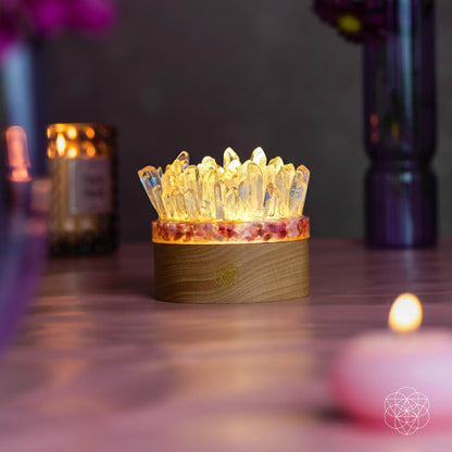 Quartz & Tourmaline Lamp of Blooming Tranquility
