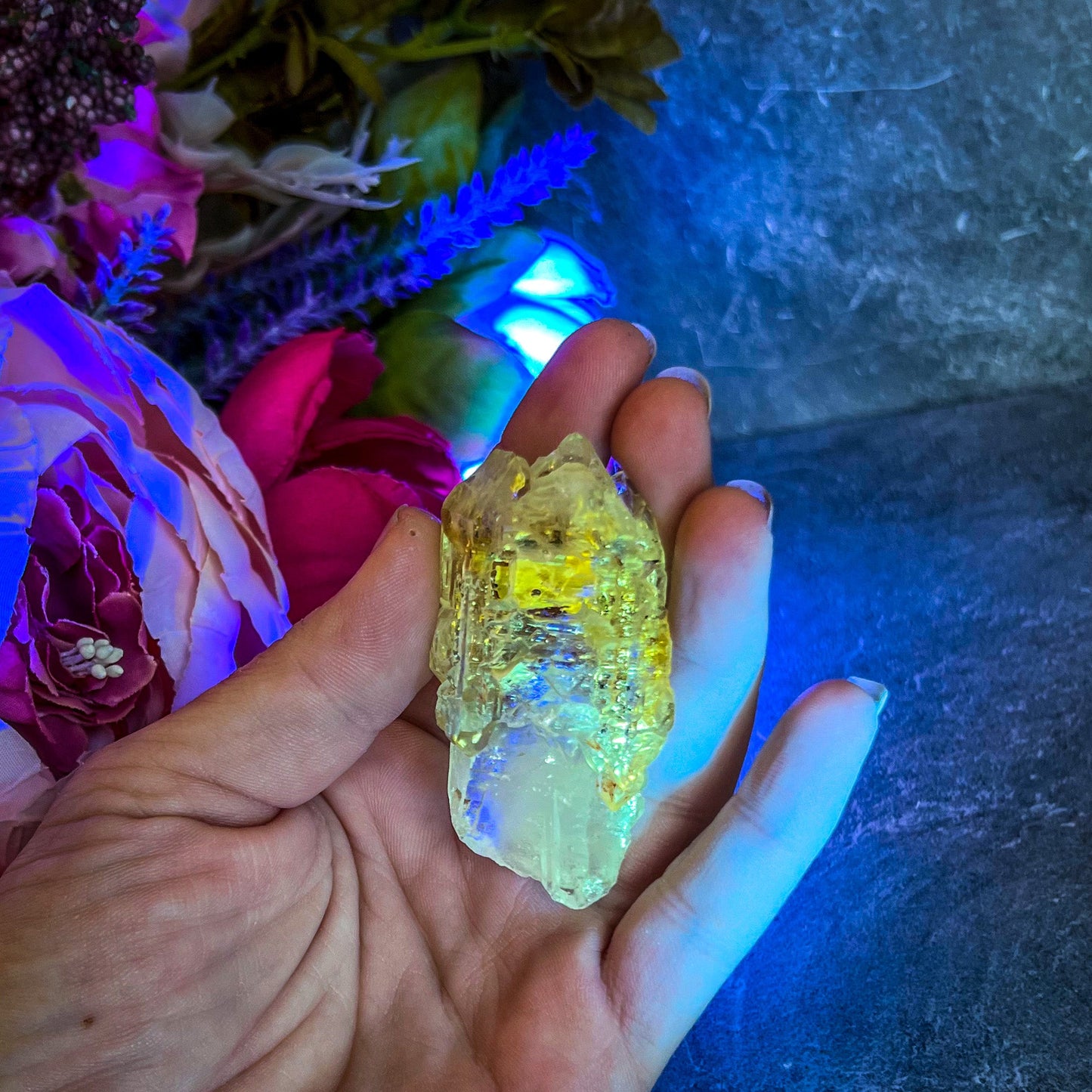 Firefly Petroleum Quartz – Rare Fluorescent Crystal Specimens from Madagascar – 40-49 Grams