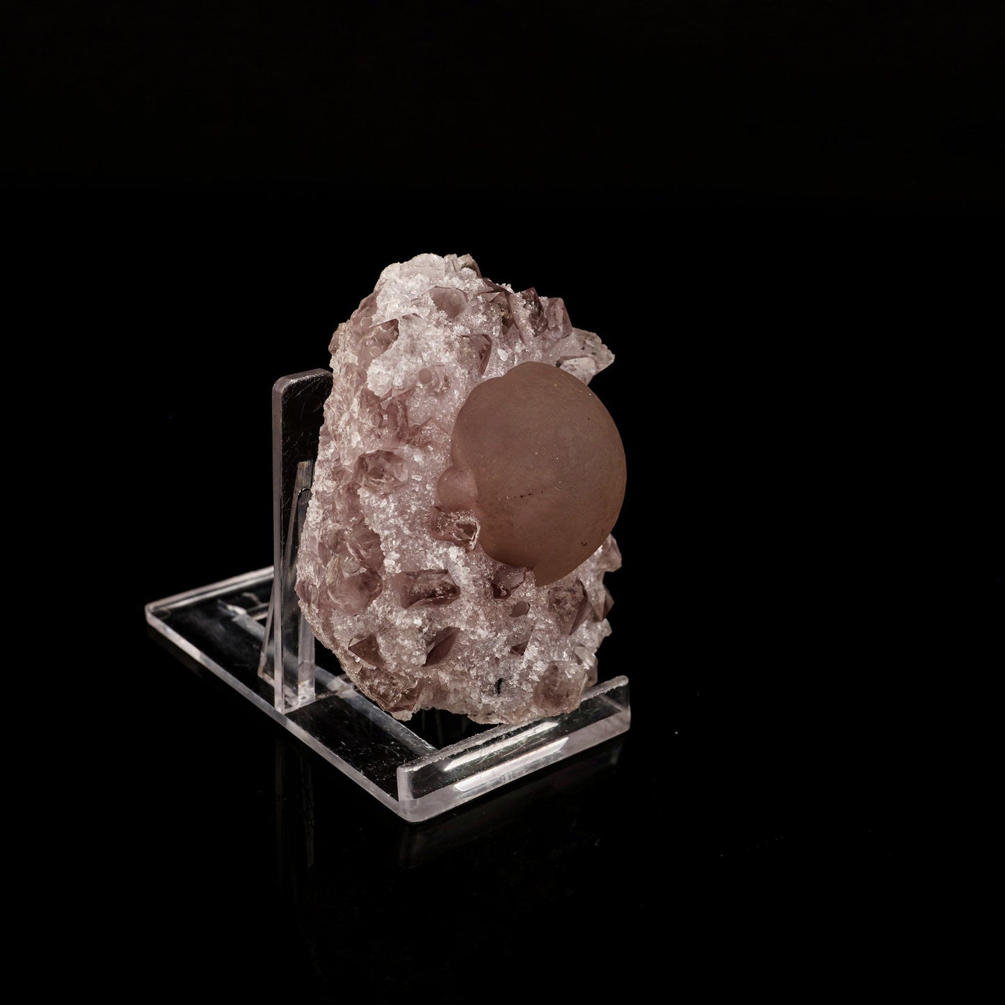 Fluorite ball on Amethyst Natural Mineral Specimen # B 6151 – Fluorite