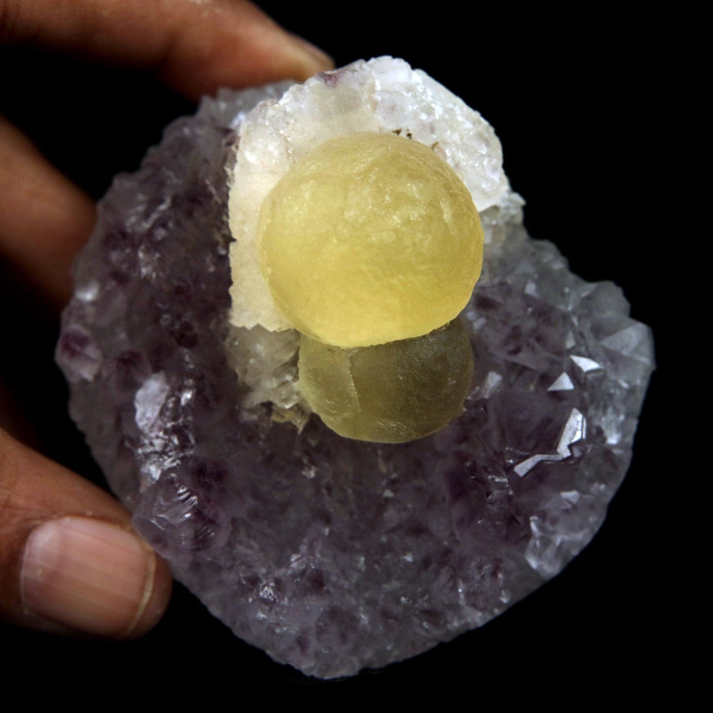 Fluorite Botryoidal on Amethyst Natural Mineral Specimen # B 4888 – Fluorite