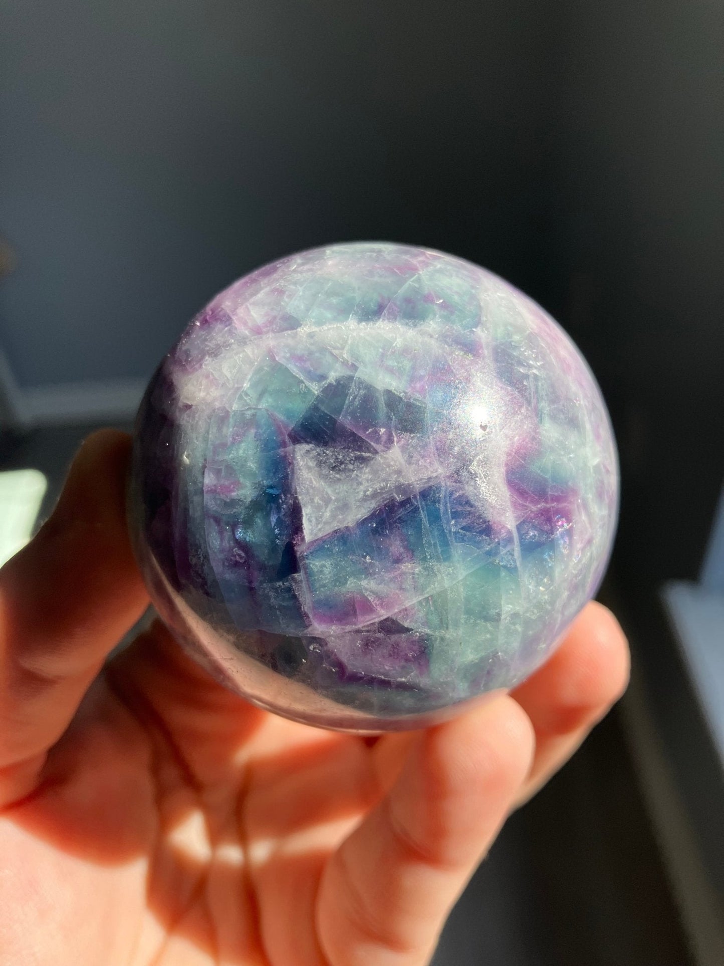Pastel Rainbow Fluorite Sphere – 57mm Polished Crystal Ball
