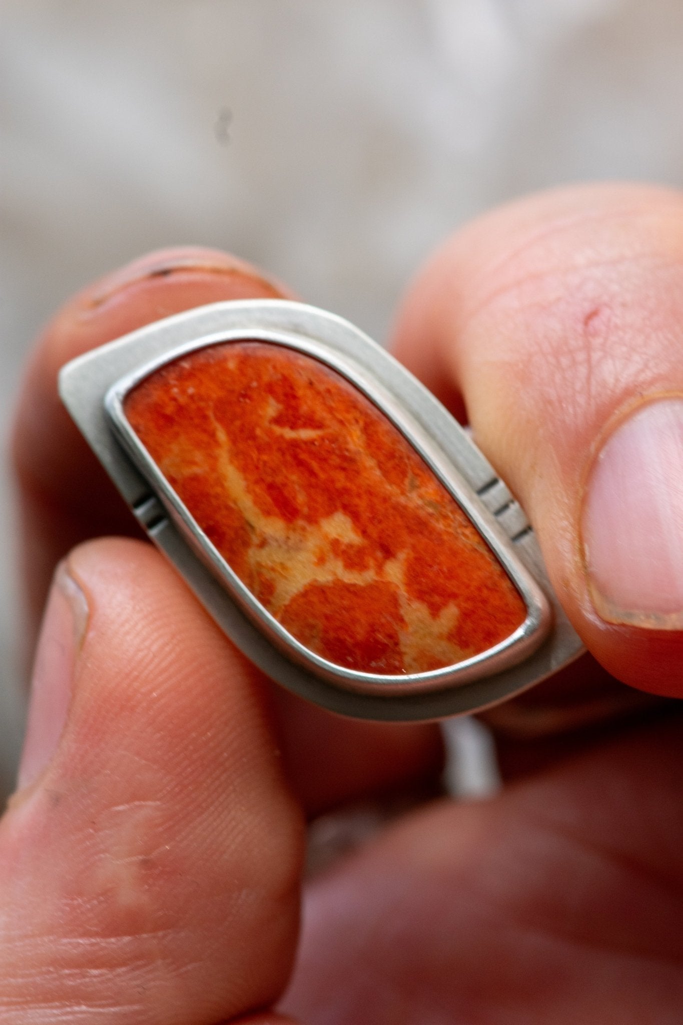 FOSSILIZED SPONGE CORAL RING