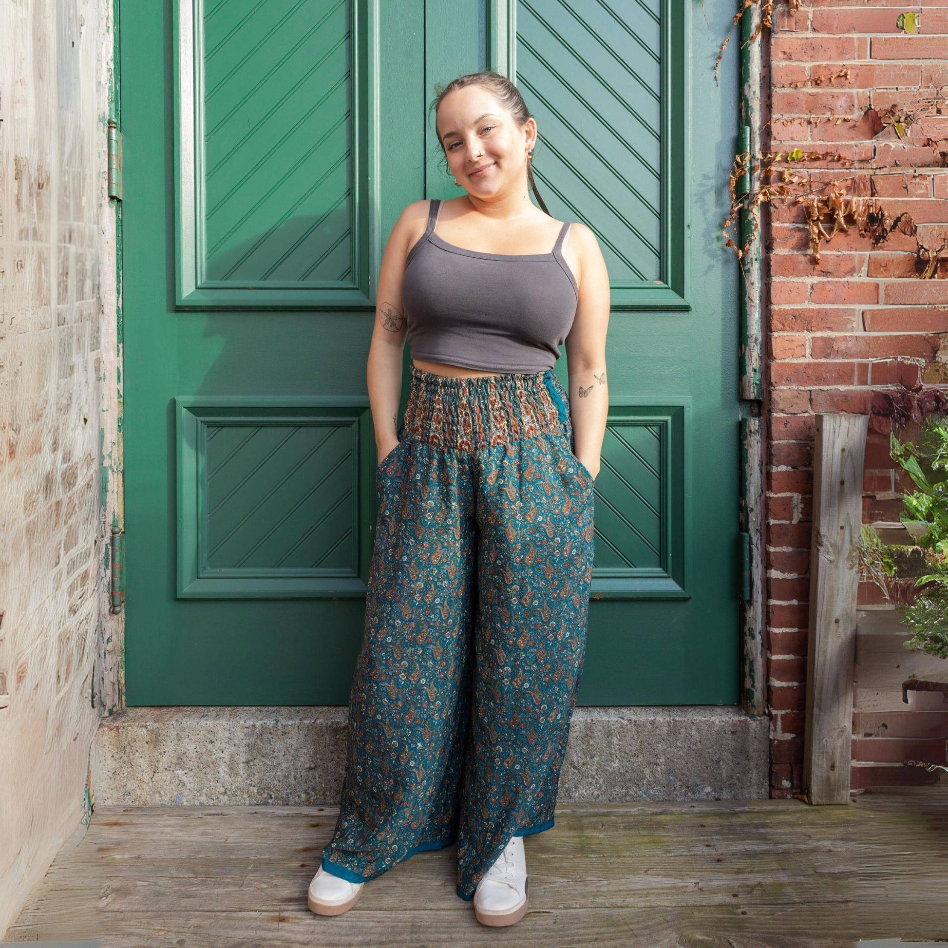 Free Spirit Wide-Leg Palazzo Pants with Pockets | Upcycled Boho – Clothing and Accessories