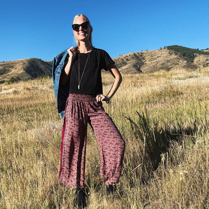 Free Spirit Wide-Leg Palazzo Pants with Pockets | Upcycled Boho – Clothing and Accessories