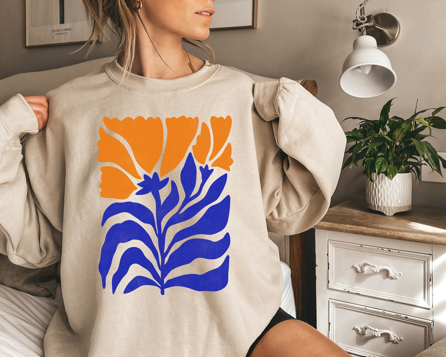 Boho Blue/Orange Wildflowers - Sweatshirt – Sweatshirt