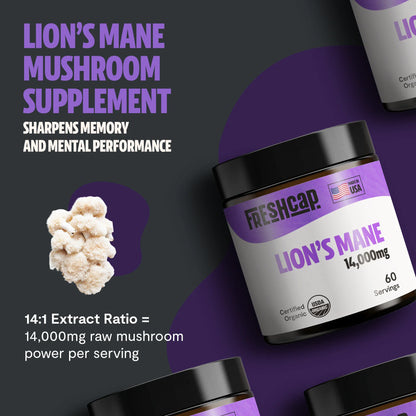 Lion's Mane Mushroom Extract Powder – 14,000mg Triple-Extract for Focus