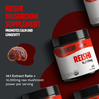 Reishi Mushroom Extract Powder – 14,000mg Dual-Extract Relaxation Blend