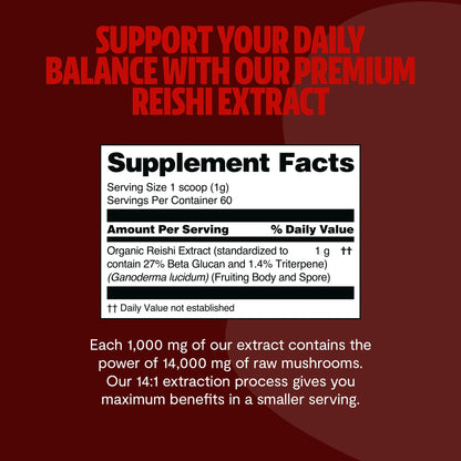 Reishi Mushroom Extract Powder – 14,000mg Dual-Extract Relaxation Blend