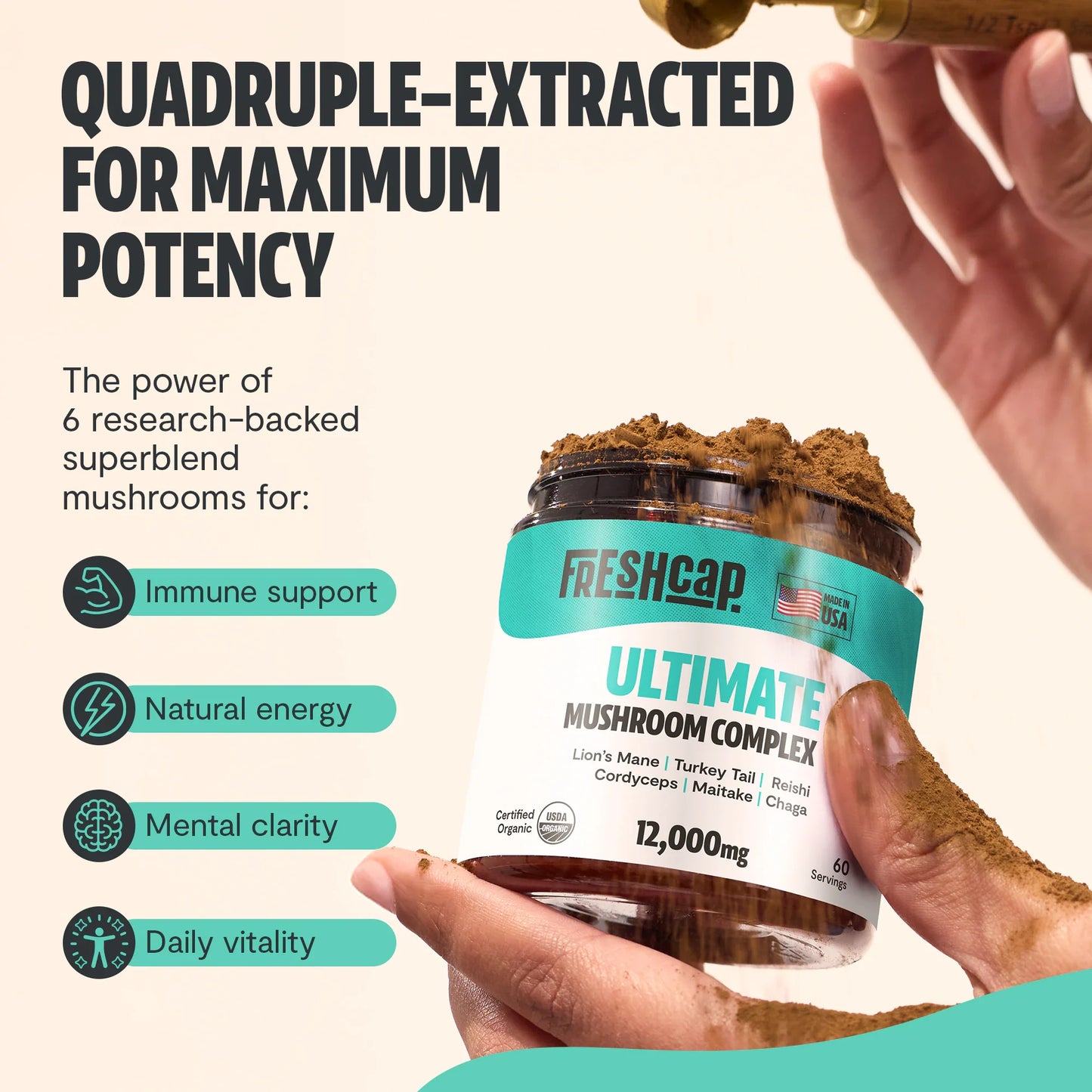Ultimate Mushroom Complex Powder – 6 Mushroom Blend for Wellness