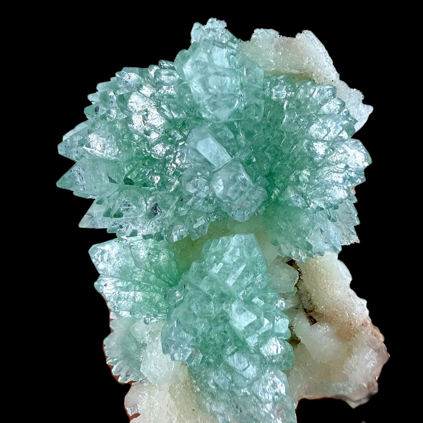 Gemmy Green Apophyllite with Stilbite | High Quality Mineral | Indian Mineral | Superb Minerals | Collectors Piece | Minerals | Specimen – Apophyllite & Stilbite