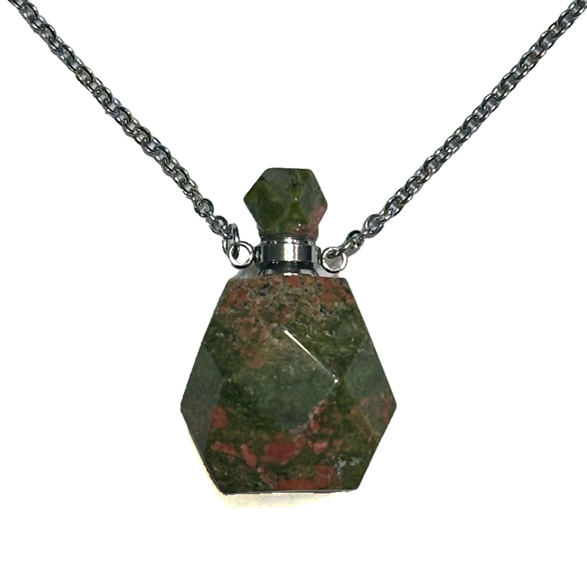 Gemstone Poison Bottle Necklace – Unakite Chains and Necklaces