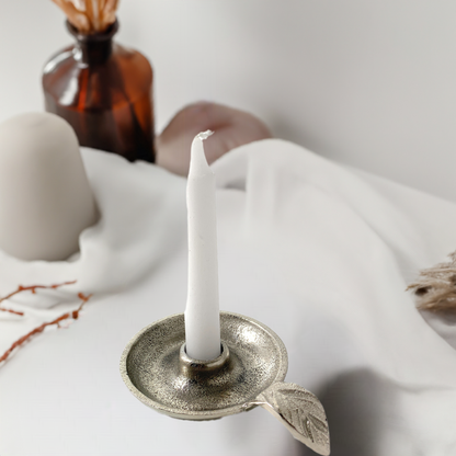 Vibhsa Taper Candlestick Holder Dish-Silver – home Decor