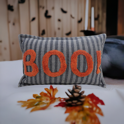 Vibhsa Halloween Throw Pillow Texted BOO! 14" x 24"