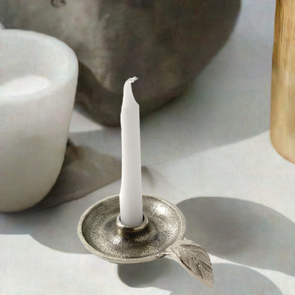 Vibhsa Taper Candlestick Holder Dish-Silver – home Decor
