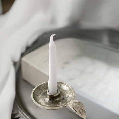 Vibhsa Taper Candlestick Holder Dish-Silver – home Decor