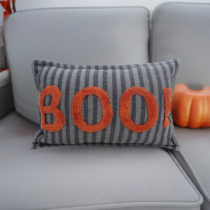 Vibhsa Halloween Throw Pillow Texted BOO! 14" x 24"