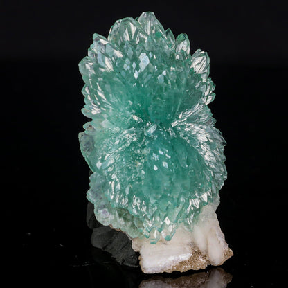 Green Apophyllite Bow with Stilbite Natural Mineral Specimen – Apophyllite