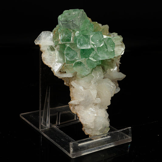 Green Apophyllite Disco Ball with Stilbite Natural Mineral Specimen # B 6770