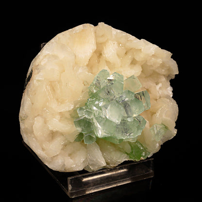 Green Apophyllite Disco Ball with Stilbite Natural Mineral Specimen # B 6819